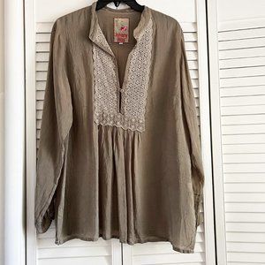 Johnny Was Tunic Top Blouse M Green